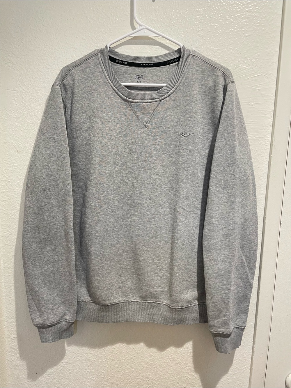 Everlast Sweatshirt Mens L Gray Fleece Logo Crewneck Pullover Sweatshirt